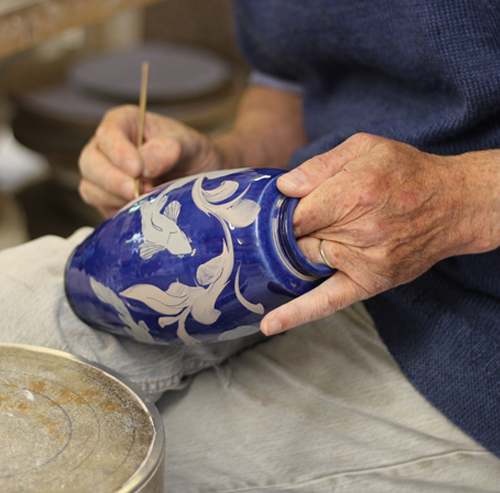lustreprocess1 Jonathan hand paints the vase
