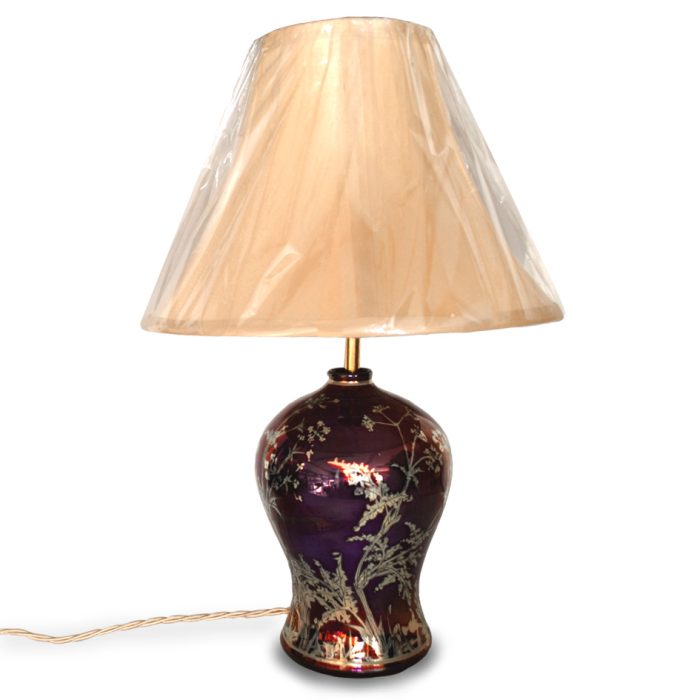 Grasses lamp base. Purple-blue ground. Height 25.5 cm. Unique number 8251. - Image 2