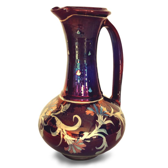 Carnation garland jug. Purple-blue ground. Height 28 cm. Unique number 8376.
