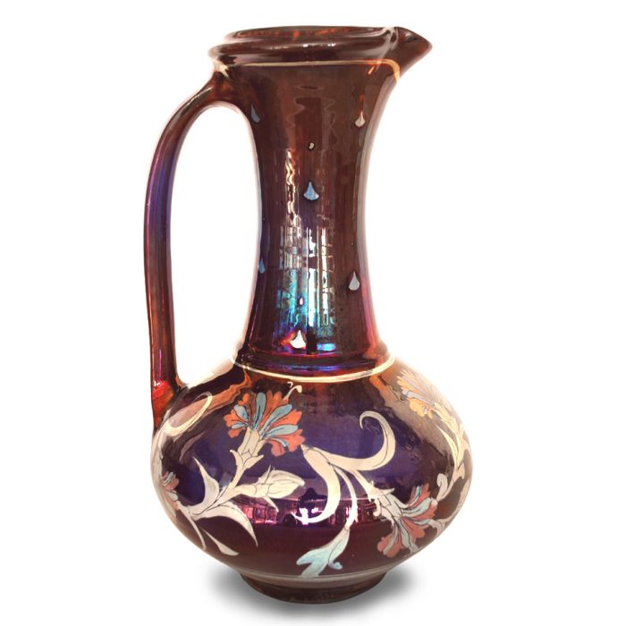 Carnation garland jug. Purple-blue ground. Height 28 cm. Unique number 8376. - Image 2