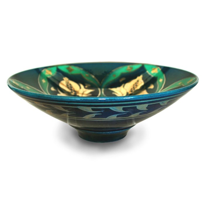 Pomegranate bowl. Blue and green ground. 21 cm diameter. Unique number 4938. - Image 2