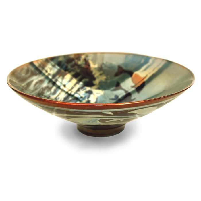 Riding the waves. Silver and purple-blue ground. 16.5 cm diameter. Unique number 7885. - Image 2