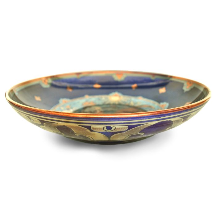 Deep coupe plate. Cockerel design. Blue ground. 32 cm diameter. Unique number 7917. - Image 2