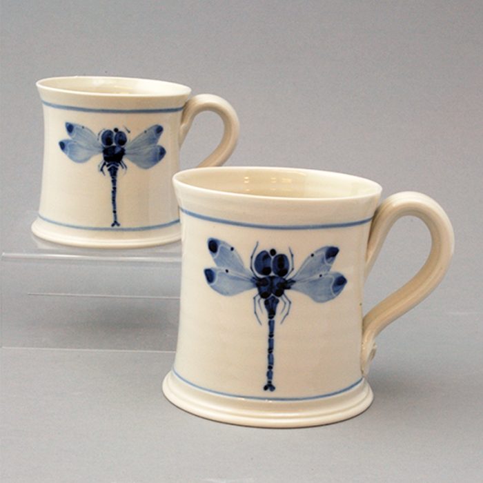 Small handthrown porcelain mug - Dragonfly design, Approx 7.5 cm / 3 inches. - Image 2