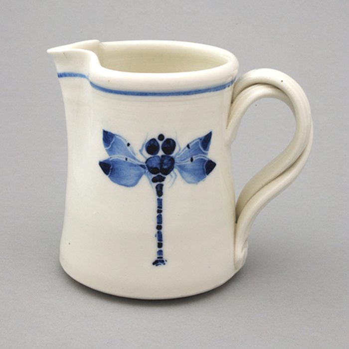 Handthrown cream Jug - Dragonfly design, Approx 9 cm / 3.5 inches tall.