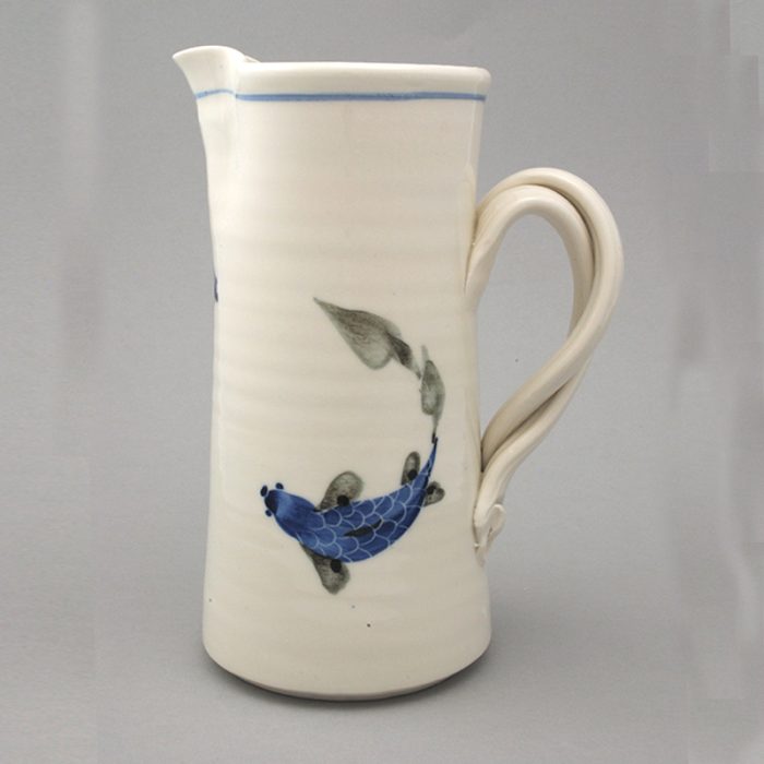 Two pint handthrown jug - Fish design,  Approx 19 cm / 7.5 inches tall.