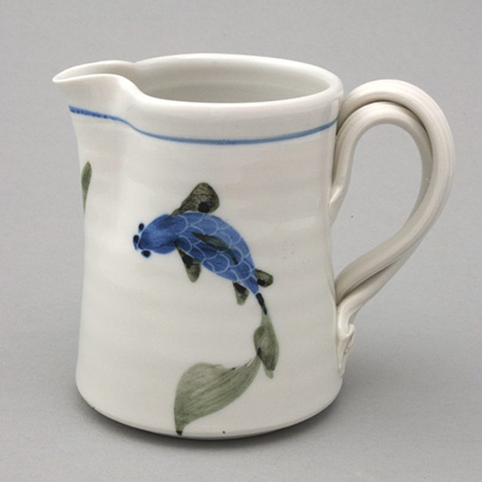 Handthrown cream jug - Fish design, Approx 9 cm / 3.5 inches tall.
