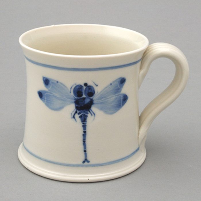 Small handthrown porcelain mug - Dragonfly design, Approx 7.5 cm / 3 inches.