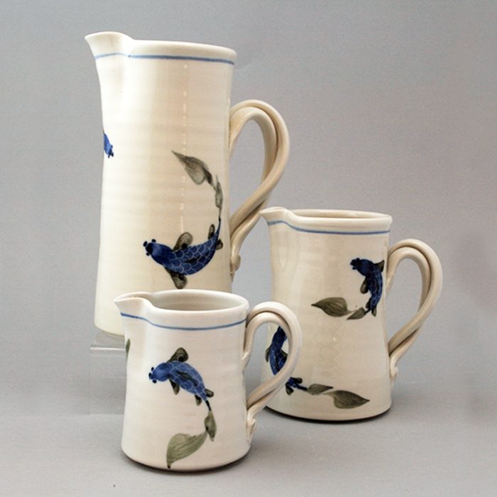 Two pint handthrown jug - Fish design,  Approx 19 cm / 7.5 inches tall. - Image 2