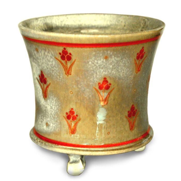Floral motif planter. Ivory-grey ground. Internal height 10 cm, width 14 cm. Unique number  8271. - Image 2