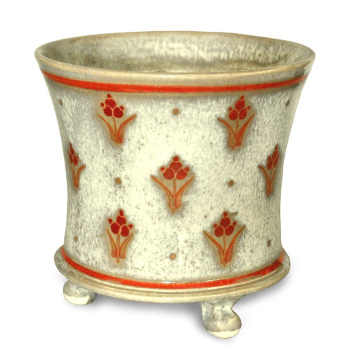 Floral motif planter. Ivory-grey ground. Internal height 10 cm, width 14 cm. Unique number  8271.