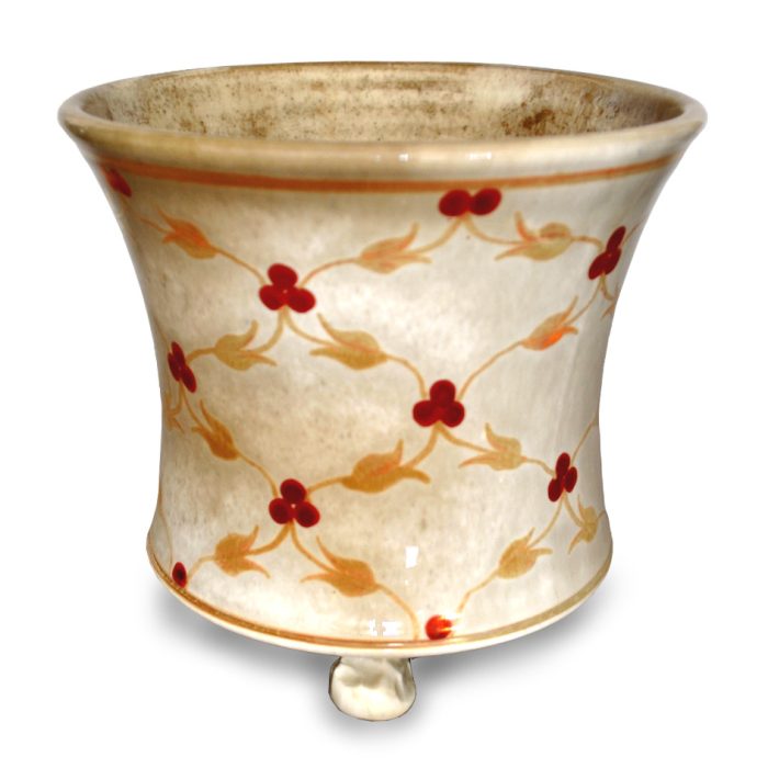 Trellis motif planter. Ivory-grey ground. Internal height 11 cm, width 14 cm. Unique number KB037. - Image 2