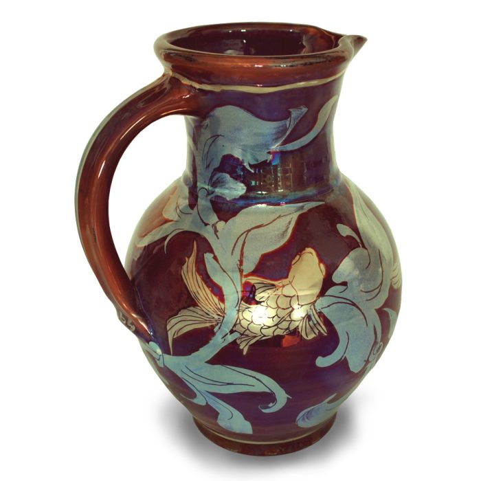 Carp and weed jug. Purple-blue ground. Height 21.5 cm. Unique number 8364. - Image 2