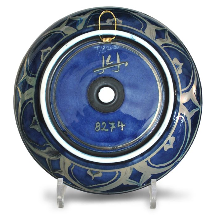 Geometric plate. Turquoise and blue ground. Diameter 22 cm. Unique number 8274. - Image 2