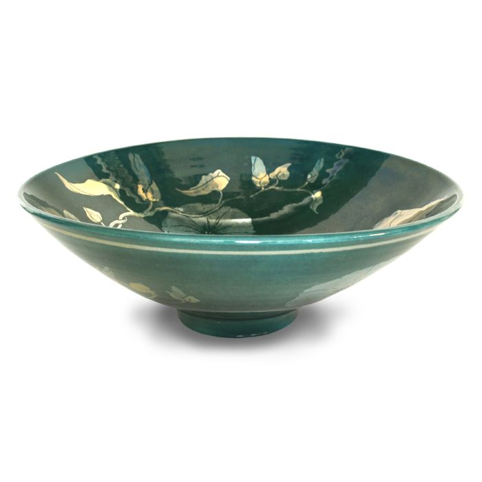 Convolvulus bowl. Blue-green ground. Diameter 26 cm. Unique number 8102. - Image 2