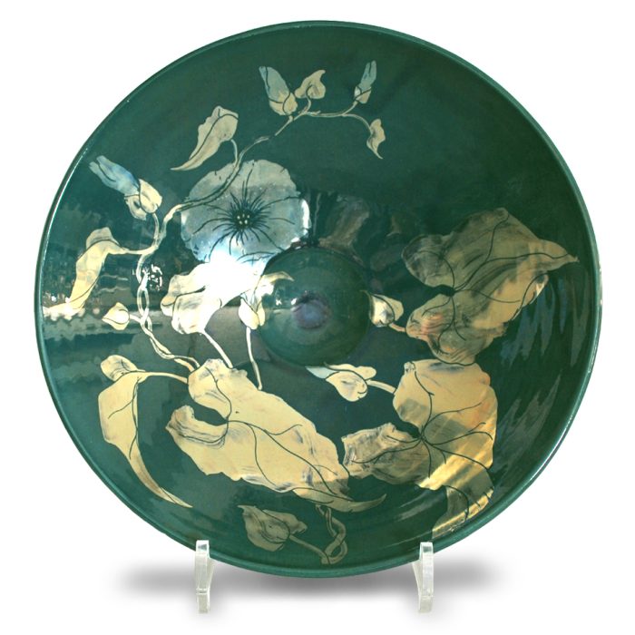 Convolvulus bowl. Blue-green ground. Diameter 26 cm. Unique number 8102.