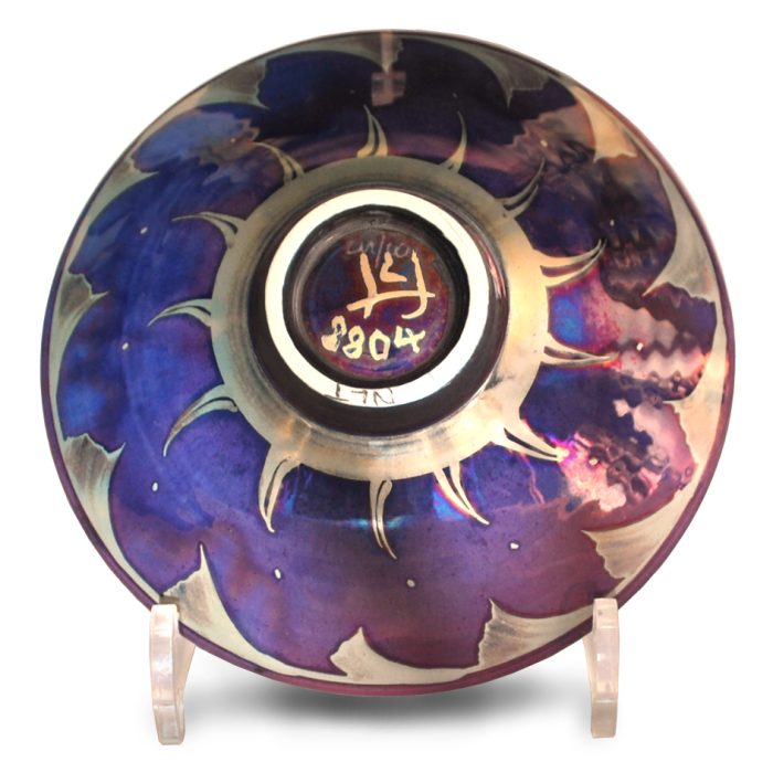 Frog bowl. Smoky purple ground. Diameter 17 cm. Unique number 8804. - Image 2