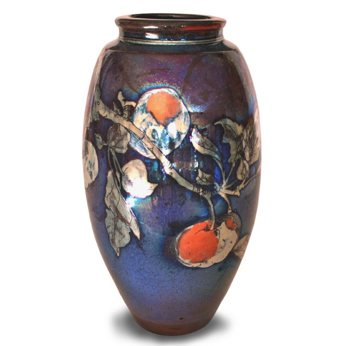Apple vase. Purple-blue ground. Height 23cm. Unique number 9039. - Image 2