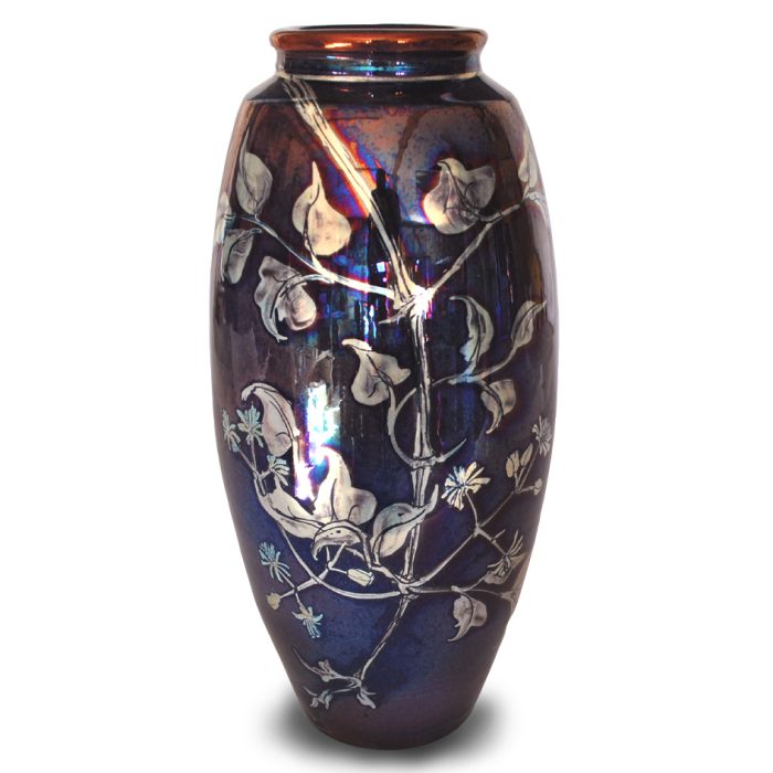 Grasses vase. Purple-blue ground. Height 24.5cm. Unique number 9134. - Image 2