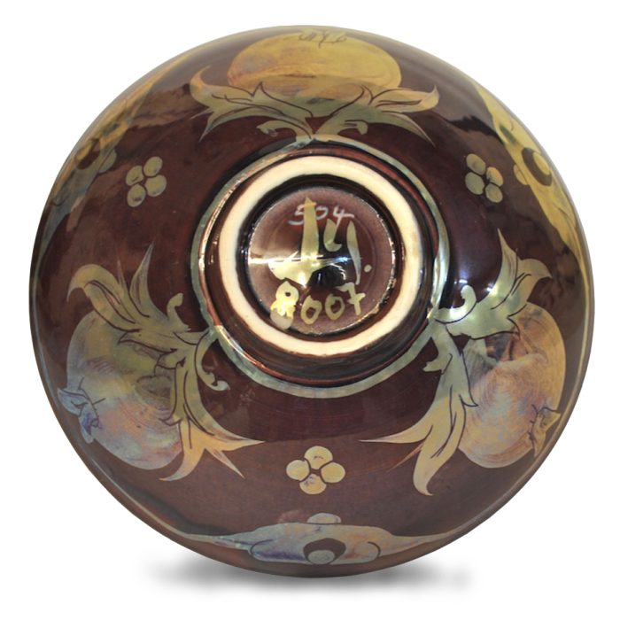Trio of pomegranates. Burgundy ground. Diameter 18cm. Unique number 8007. - Image 2