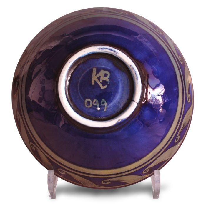Curlew bowl. Purple-blue ground. Diameter 19cm. Unique number KB099. - Image 2