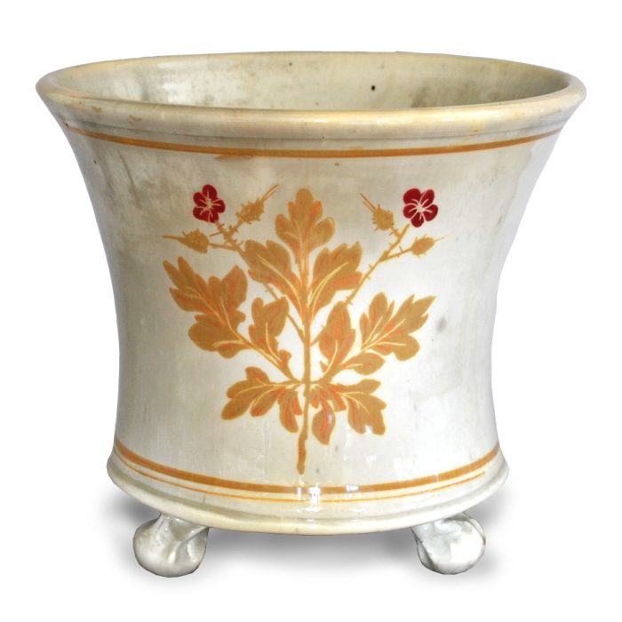 Herb Robert planter. Ivory-grey ground. Internal height 14cm, width 20cm. Unique number 8537.