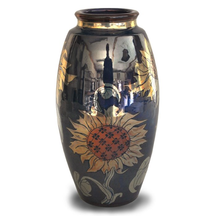 Sunflowers vase. Purple-blue ground. Height 23cm. Unique number 9321. - Image 2