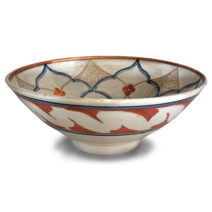 Fine Islamic pattern bowl. Ivory and blue ground. Diameter 21cm. Unique number 9204. - Image 2