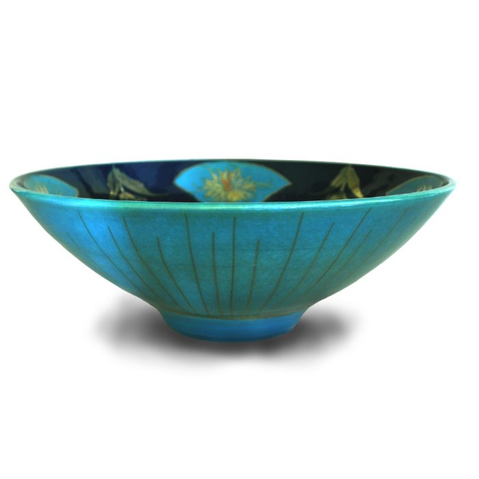 Carnation and love in the mist. Blue and turquoise ground. Diameter 22cm. Unique number 9342. - Image 2
