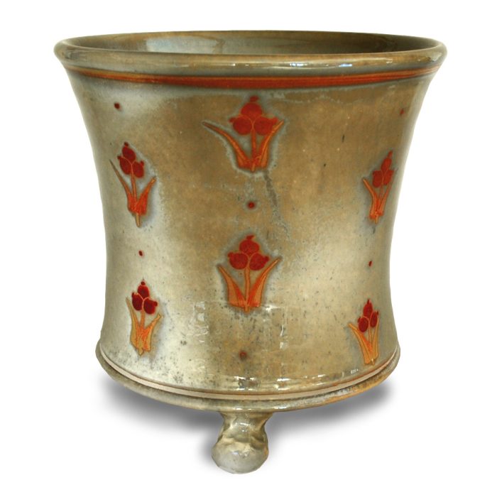 Berry motif pattern planter. Smoky-ivory ground. Internal height 12cm, width 14cm. Unique number KB061. - Image 2