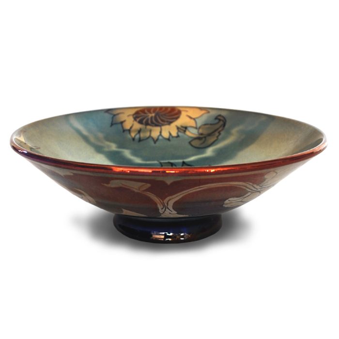 Sunflowers bowl. Purple-blue ground. Diameter 17.5cm. Unique number 9291. - Image 2